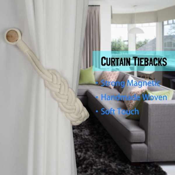Magnetic Curtain Tiebacks Modern Weave Rope Tie Backs European Style - Image 5