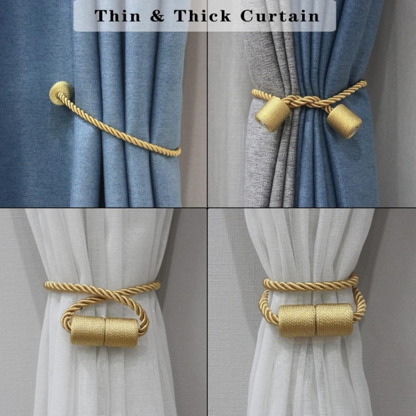U/D Magnetic Curtain Tiebacks - 2 Pieces (Golden) - Image 5