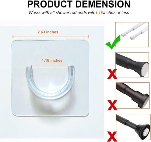 Transparent Curtain Rod Holder Mount Screws, Self Adhesive Curtain Rod - Image 4