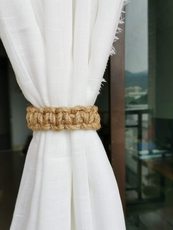 Handmade Natural Cotton Rope Tie Bakes Decorative Knot Ball Holdbacks - Image 5