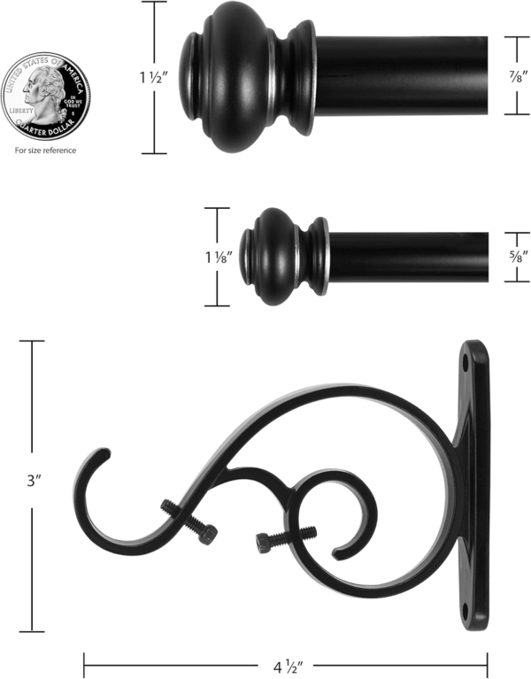 Decopolitan Urn Telescoping Double Drapery Rod Set, 36-72", Antique Bronze - Image 5