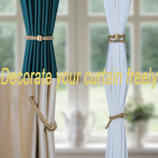 1 Pair Magnetic Curtain Tiebacks Decorative Rope Holdback Holder - Image 5