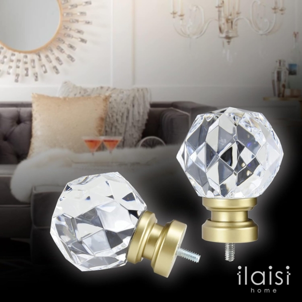 Amazon Basics Decorative Curtain Rod with Faceted Ball Finials Clear - Image 5