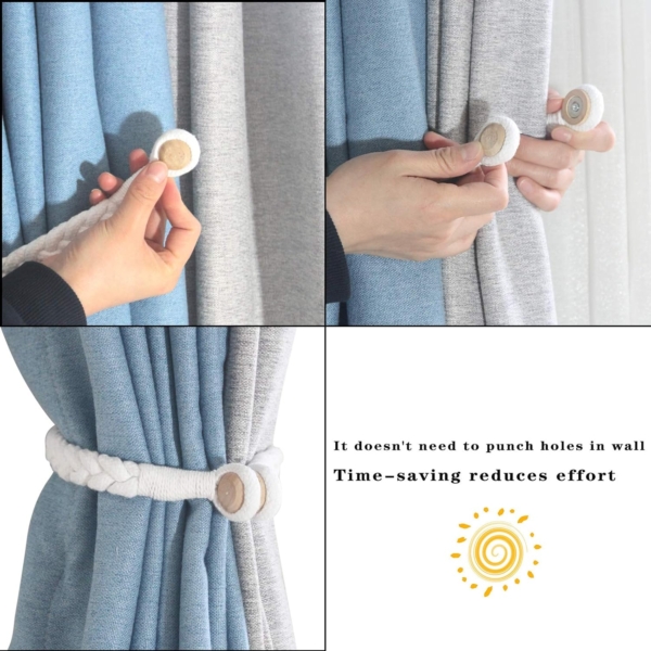 Magnetic Soft Curtain Tiebacks Cotton Hand-Woven Tieback Holdback - Image 5