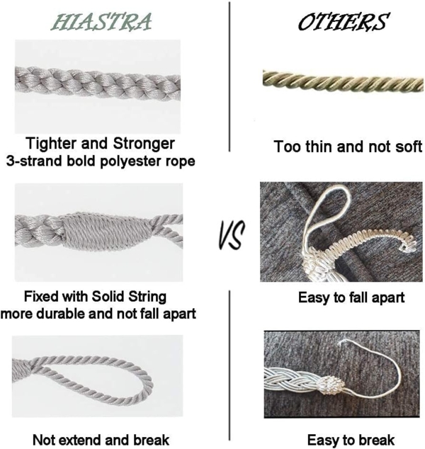 Window Curtain Holdbacks for Home Office Decorative Rope Tie Backs - Image 5