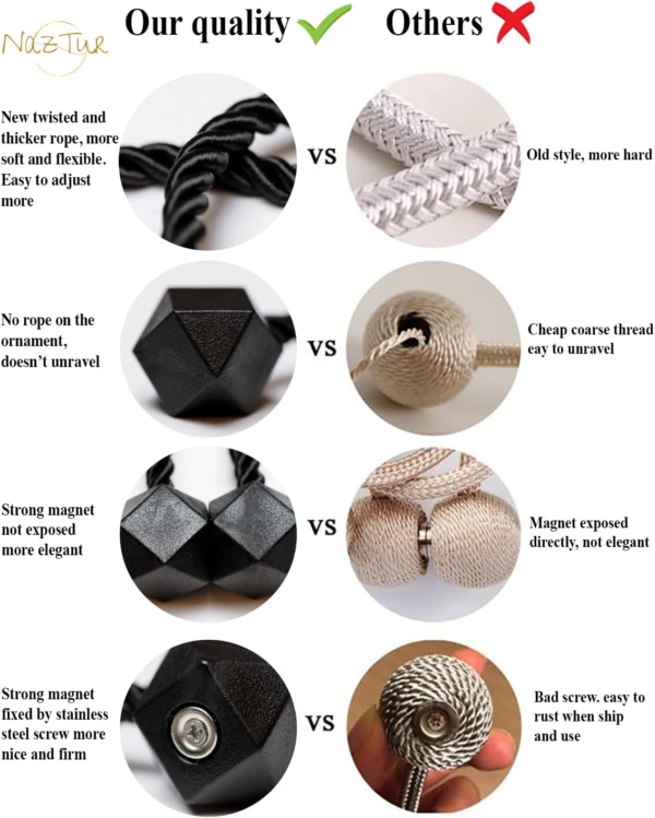 IM FineLife 4 Pieces Magnetic Curtain Tiebacks Curtain Straps - Image 5