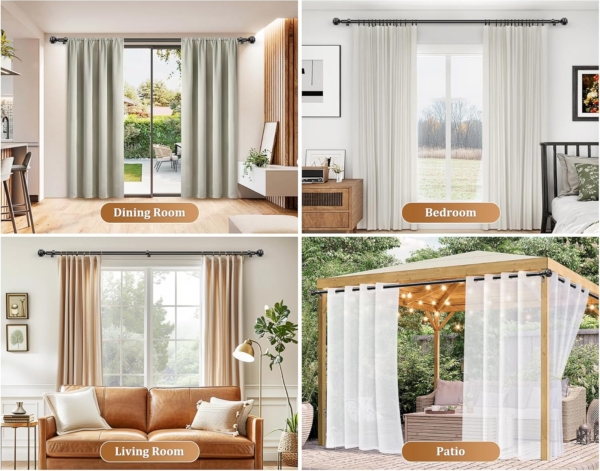 Curtain Rod Telescoping Single Drapery Rod Netted Texture Finials - Image 6