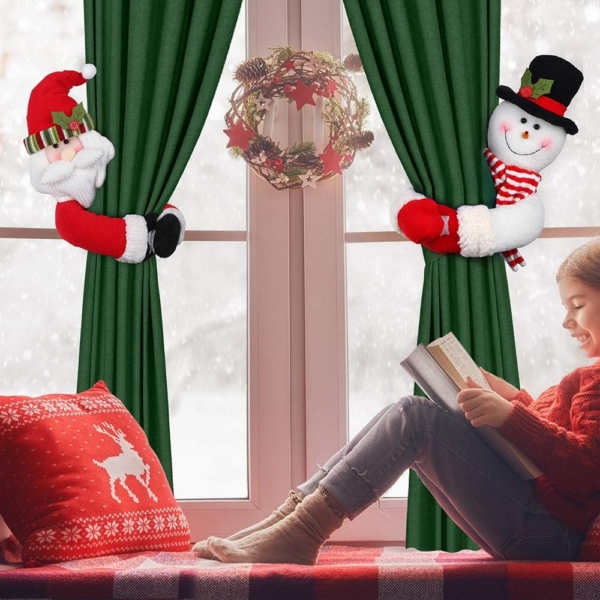 Christmas Curtain Buckle Tiebacks Cute Christmas Santa Snowman Curtain - Image 5
