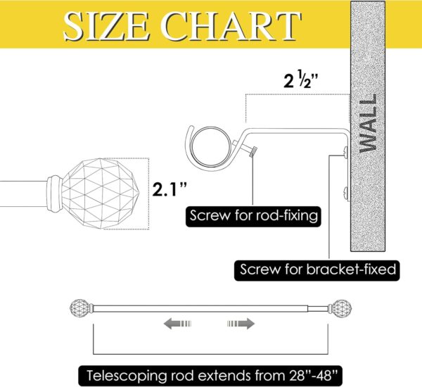 Amazon Basics Decorative 5/8" Curtain Rod with Faceted Ball Finials - Image 6