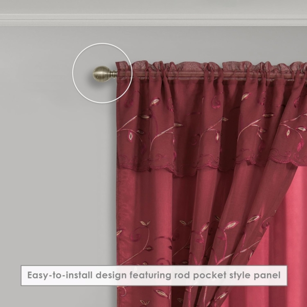Queenzliving Elegant Solid Crushed Texture Curtain Window  Maroon - Image 6