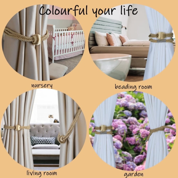 Magnetic Curtain Tiebacks Decorative Rope Holdback Holder - Image 6