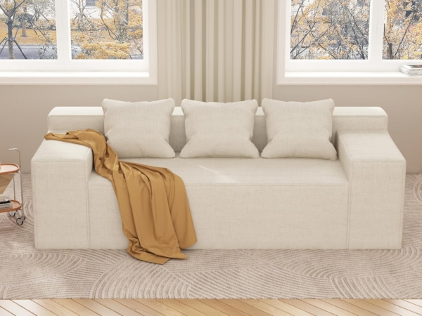 MB_FURNITURE 3 Piece Modern Living Room Sofa Set – Brown/Beige