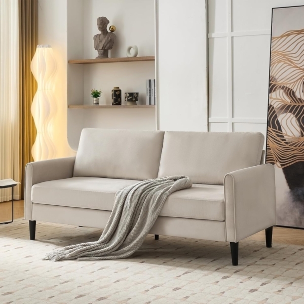 Modern 2 Seater Sofa Set for Living Room (White)