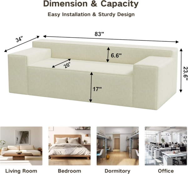 MB_FURNITURE 3 Piece Modern Living Room Sofa Set – Brown/Beige - Image 2