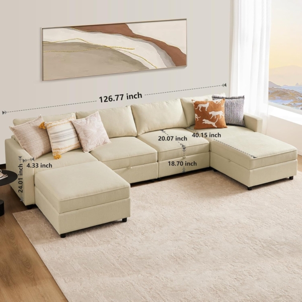 MB FURNITURE Modern Living Room Sofa Set - Brown Soothing Cream - Image 2