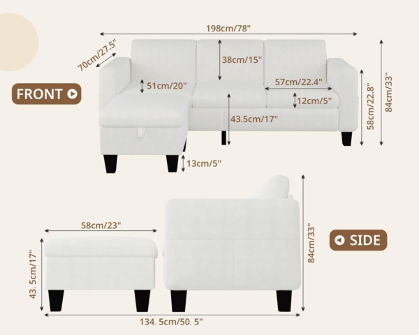 MB_FURNITURE4 Piece Modern Living Room Sofa Set – Beige - Image 2