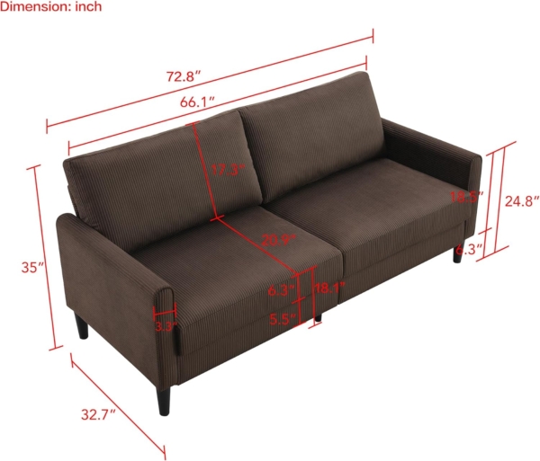 Pan Emirates Home Furnishings Mosco 2 Seater Sofa 98X135X76 Cm Choco - Image 2