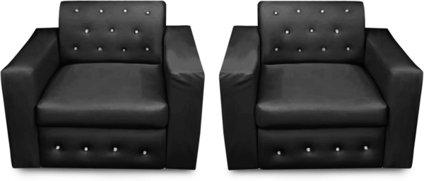 MB_FURNITURE Sparkling Diamond 3 Seater Modern Living Room Sofa Set (Black) - Image 3