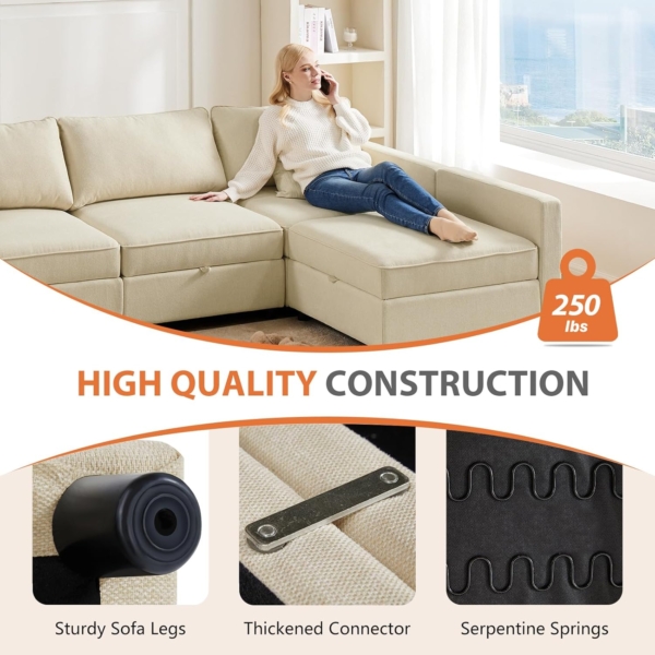 MB FURNITURE Modern Living Room Sofa Set - Brown Soothing Cream - Image 3