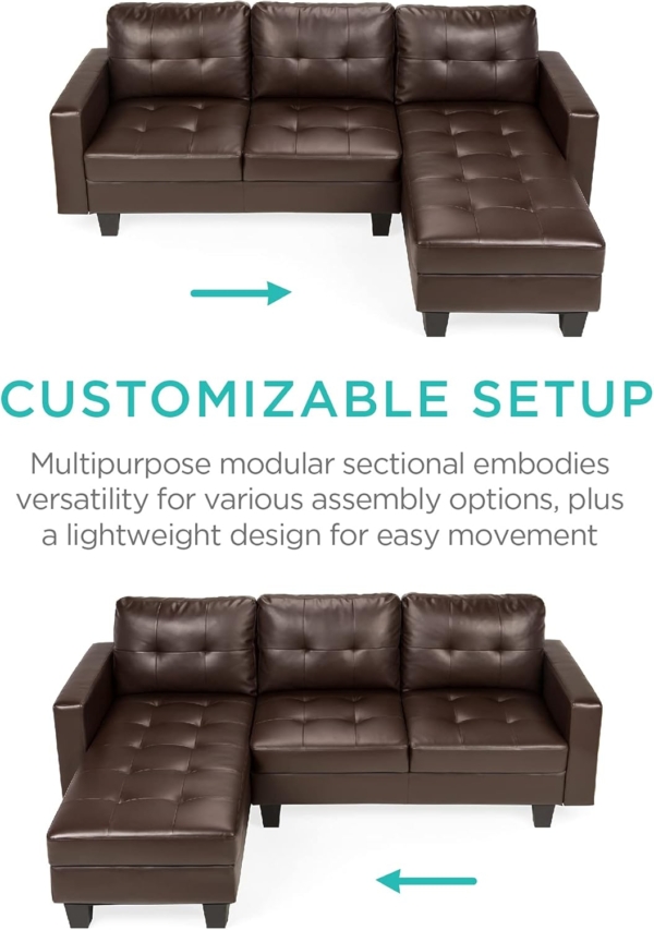 MB_FURNITURE 3 Piece Modern Sofa Set (Dark Brown/Golden) - Image 3