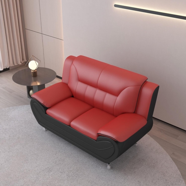 Modern Living Room Sofa Set (4 Piece, Red/Black) - Image 3
