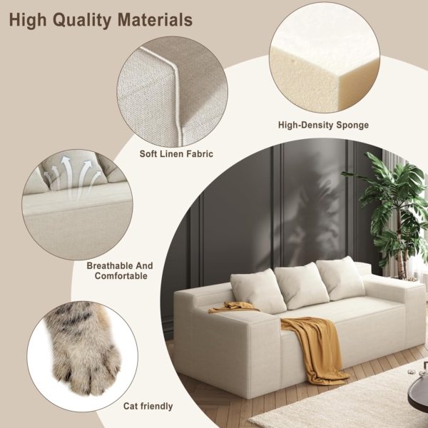 MB_FURNITURE 3 Piece Modern Living Room Sofa Set – Brown/Beige - Image 4
