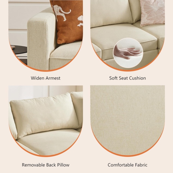 MB FURNITURE Modern Living Room Sofa Set - Brown Soothing Cream - Image 4