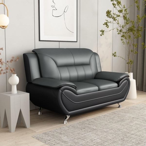 Modern Living Room Sofa Set (4 Piece, Black/Red) - Image 5