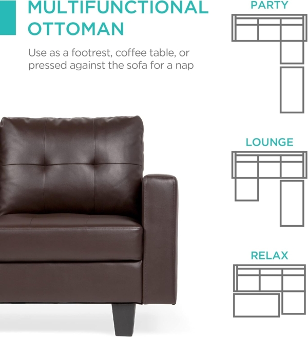 MB_FURNITURE 3 Piece Modern Sofa Set (Dark Brown/Golden) - Image 5