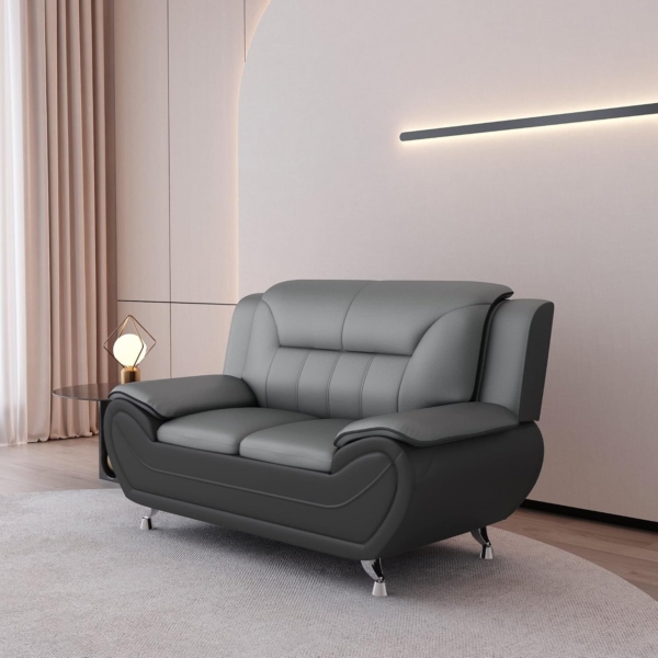 Modern Living Room Sofa Set (4 Piece, Black/Red) - Image 6