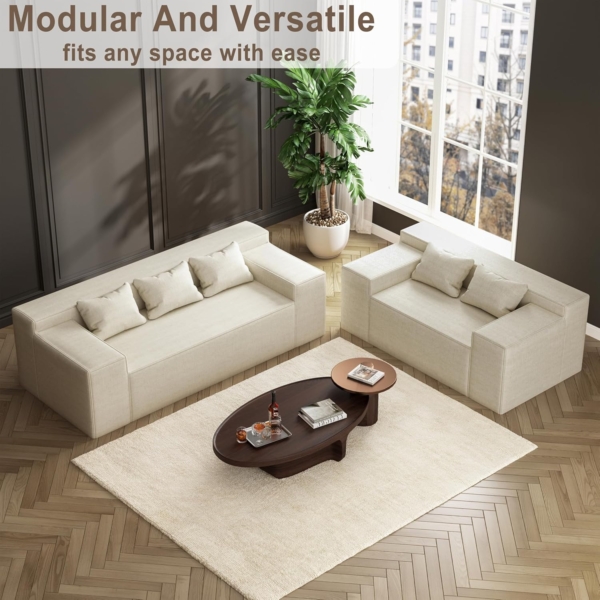 MB_FURNITURE 3 Piece Modern Living Room Sofa Set – Brown/Beige - Image 6