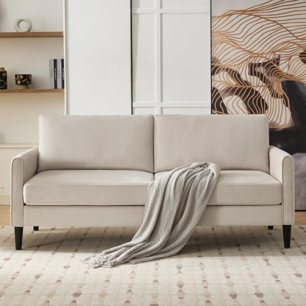 Modern 2 Seater Sofa Set for Living Room (White) - Image 6