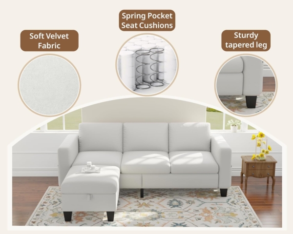MB_FURNITURE4 Piece Modern Living Room Sofa Set – Beige - Image 6