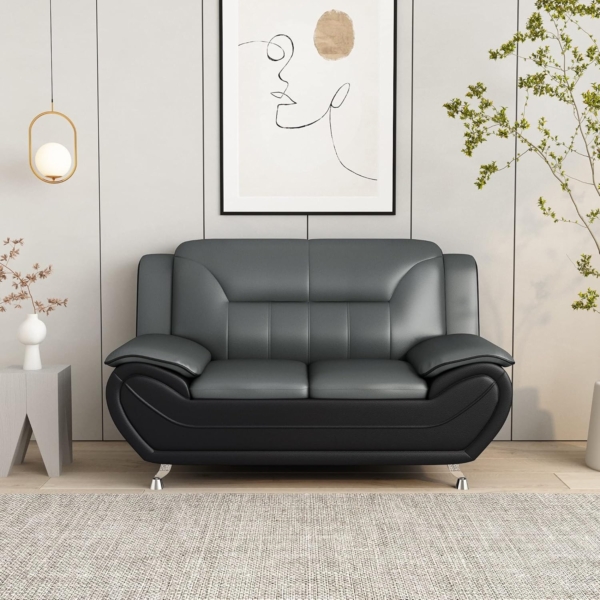 Modern Living Room Sofa Set (4 Piece, Black/Red)