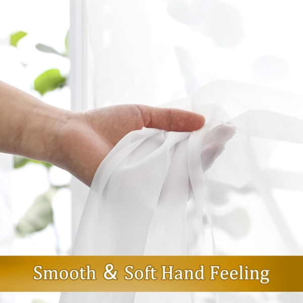 Sheer Curtains for Living Room, White Farmhouse Sheer Window Curtains - Image 2