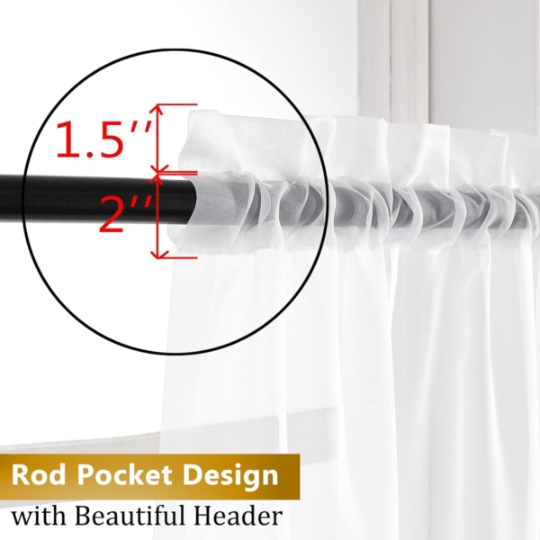 Sheer Curtains for Living Room, White Farmhouse Sheer Window Curtains - Image 5