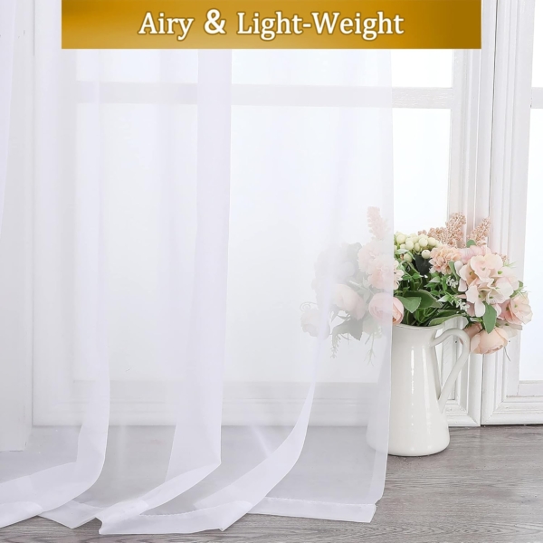 Sheer Curtains for Living Room, White Farmhouse Sheer Window Curtains - Image 7
