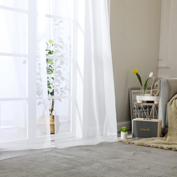 Sheer Curtains for Living Room, White Farmhouse Sheer Window Curtains - Image 8